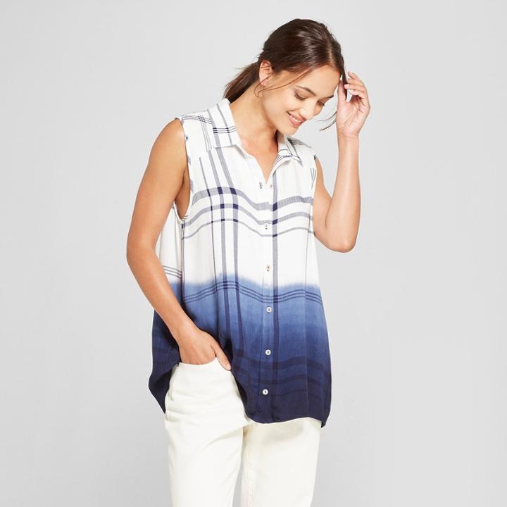 Women's Plaid Dip Dye Tank - Knox Rose Blue