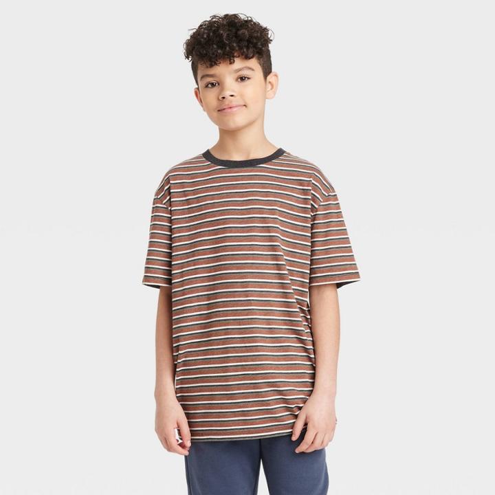 Boys' Ringer Striped Short Sleeve T-shirt - Art Class Dark Orange