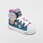 Toddler Girls' S Sport By Skechers Glimmer Stars High Top Light-up Sneakers - Navy (blue)