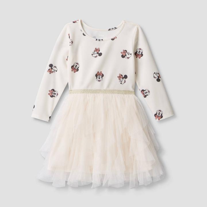 Toddler Girls' Disney Minnie Mouse Printed Tutu Dress - White