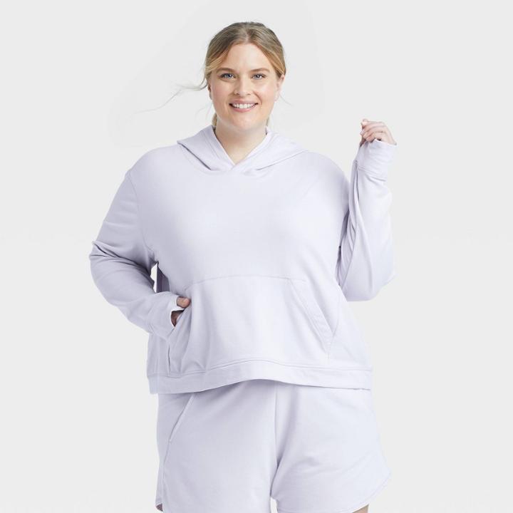Women's Plus Size French Terry Hooded Sweatshirt - All In Motion Lavender