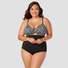 Women's Slimming Control Cut Out Ring One Piece Swimsuit - Beach Betty By Miracle Brands Gray