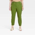 Women's Plus Size High-rise Zip-front Skinny Ankle Pants - A New Day Green
