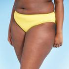 Women's Plus Size Textured Cheeky Bikini Bottom - Xhilaration Lemon Yellow