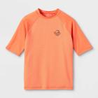 Boys' Short Sleeve Wave Print Rash Guard Swim Shirt - Art Class Orange