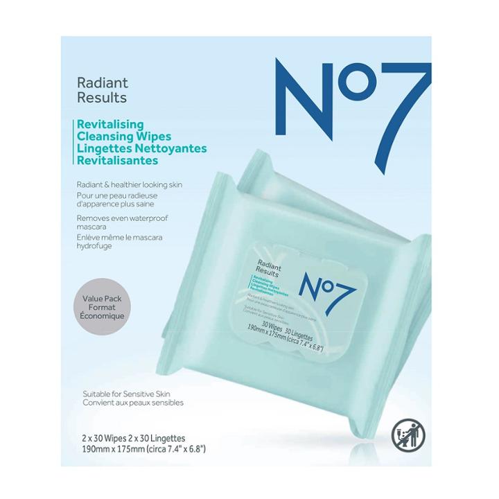 No7 Radiant Results Revitalising Cleansing Wipes Value Pack