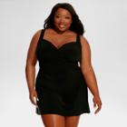 Plus Size Dreamsuit By Miracle Brands Women's Plus Slimming Control Swim Dress - Black