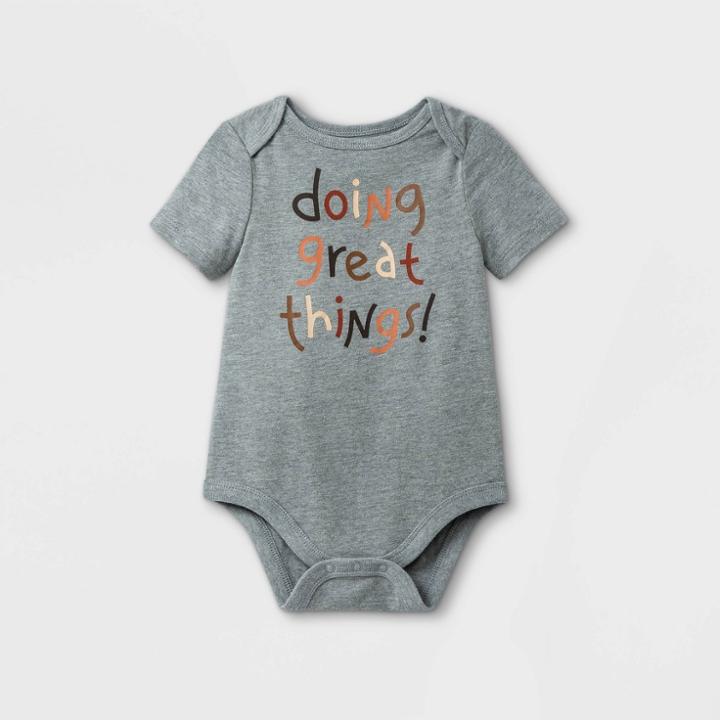 Baby 'doing Great Things' Short Sleeve Bodysuit - Cat & Jack Gray Newborn