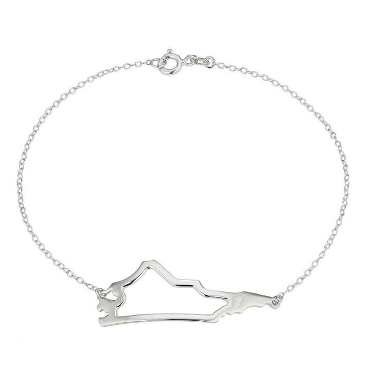 Prime Art & Jewel Sterling Silver Cutout North Carolina State Bracelet, 7.5, Girl's, Silver/north Carolina