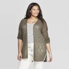 Women's Plus Size Long Sleeve Open Layered Cardigan - Universal Thread Olive (green)