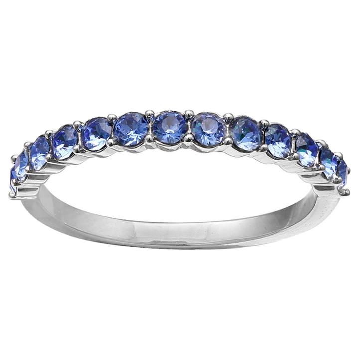 Target Eternity Band Ring With Crystals From Swarovski In Fine Silver Plate - Blue/gray (size