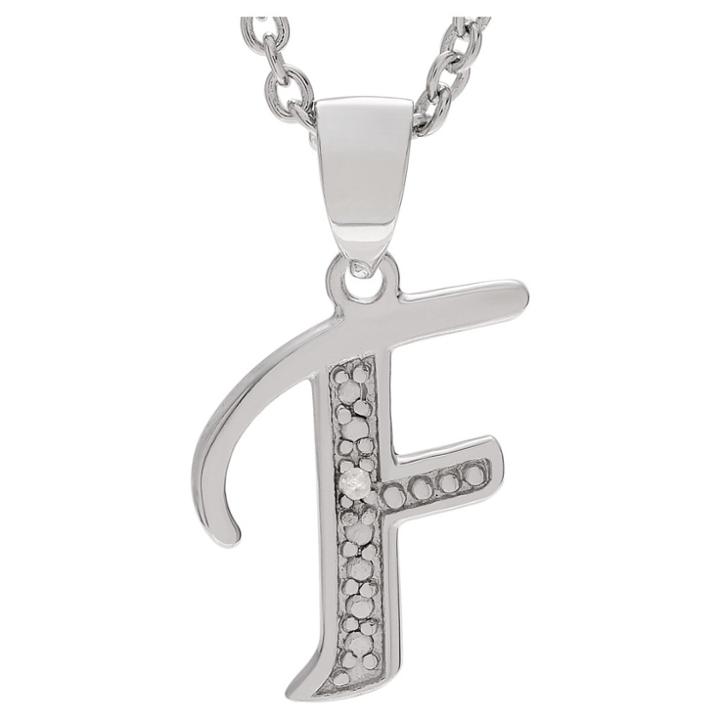 Journee Collection 1/10 Ct. T.w. Round-cut Diamond Letter Pave Set Pendant Necklace In Sterling Silver - Silver, F (18), Girl's, Silver
