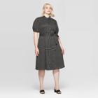 Women's Plus Size Elbow Sleeve Collared At Knee Dress - Who What Wear Black X