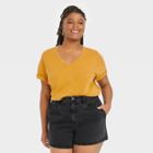 Women's Plus Size Short Sleeve Relaxed Fit V-neck T-shirt - Universal Thread Gold