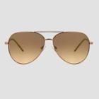 Women's Flat Aviator Metal Shiny Sunglasses - A New Day Pink, Women's, Size: Small, Grey/pink