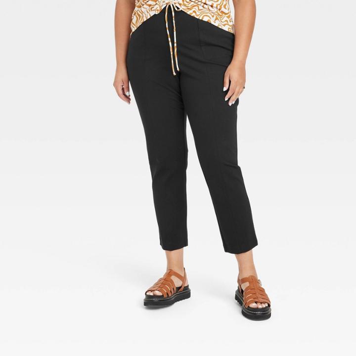 Women's Plus Size High-waisted Split Front Leggings - Ava & Viv Black