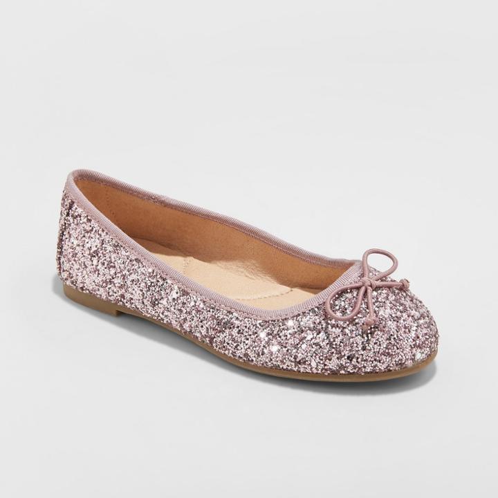 Girls' Lesley Glitter Ballet Flats - Cat & Jack Rose Gold