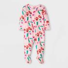Baby Girls' Candy Canes Footed Pajama - Cat & Jack Pink Newborn