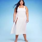Women's Smocked High Slit Convertible Cover Up Dress - Wild Fable White