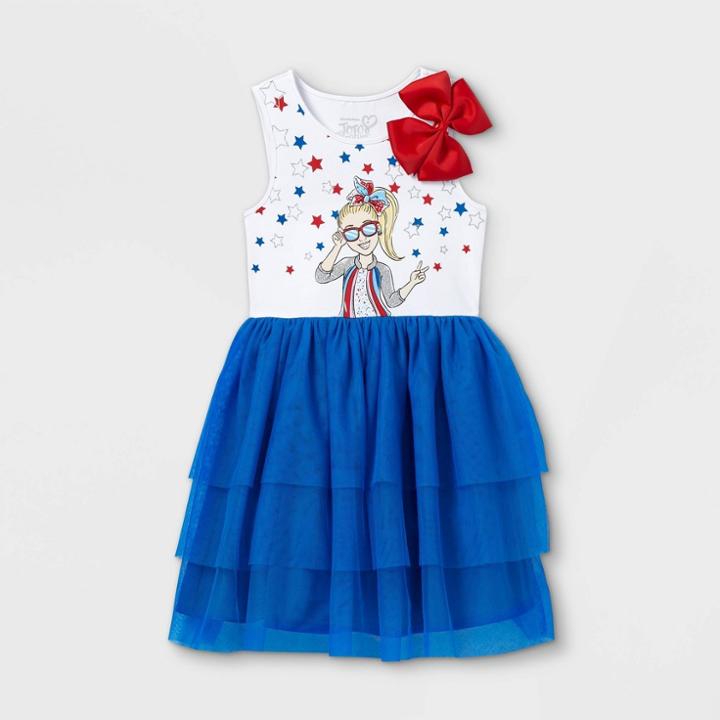 Girls' Jojo Siwa Americana Tutu Dress - White/blue