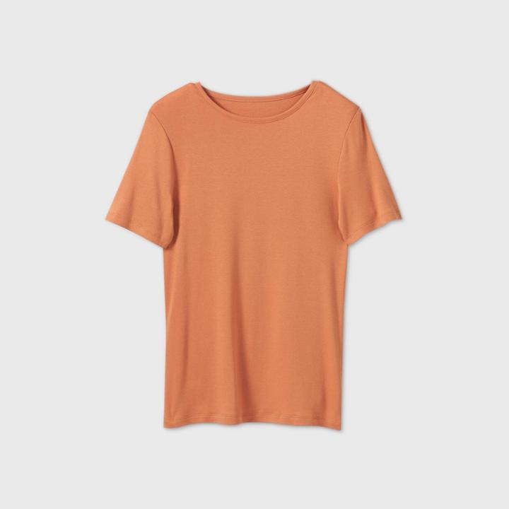 Women's Short Sleeve Fitted T-shirt - A New Day Orange