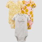 Baby Girls' 3pk Lemon Bodysuit - Just One You Made By Carter's Yellow/gray