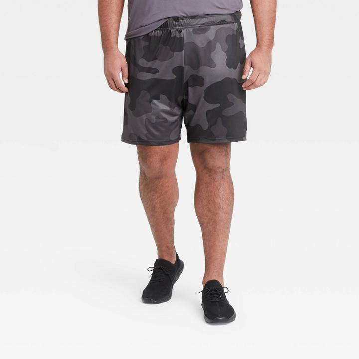 Men's Big & Tall Camo Print Training Shorts - All In Motion Black Xxxl