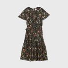 Women's Plus Size Floral Print Short Sleeve Mesh Dress - Ava & Viv Black X