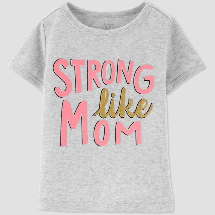Toddler Girls' Short Sleeve Family Love 'strong Like Mom' T-shirt - Just One You Made By Carter's Gray