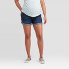 Maternity Crossover Panel Midi Jean Shorts - Isabel Maternity By Ingrid & Isabel Blue