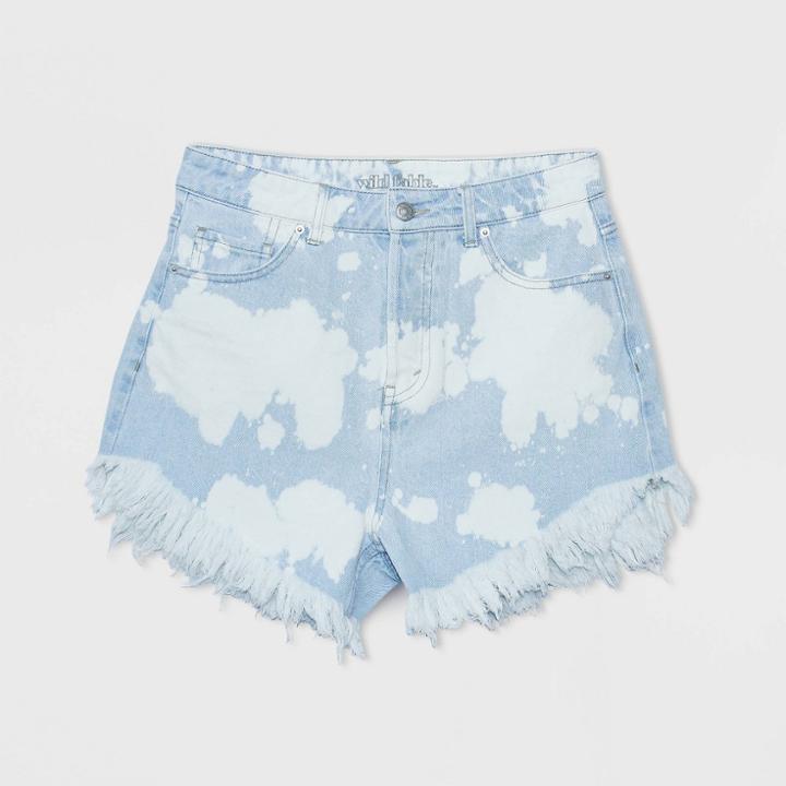 Women's High-rise Frayed Hem Jean Shorts - Wild Fable White/blue
