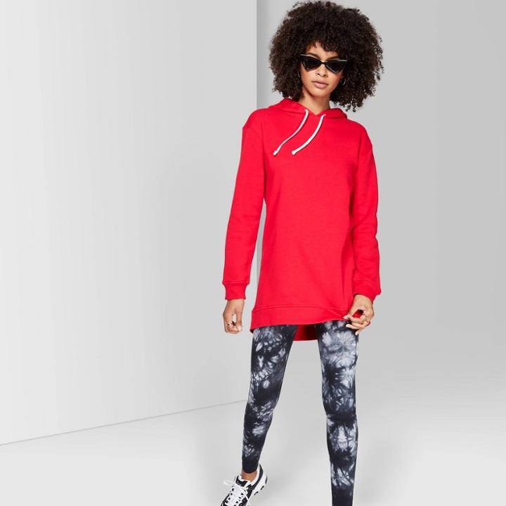 Women's Hooded Tunic Sweatshirt - Wild Fable Red