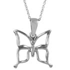 Women's Journee Collection Cut-out Butterfly Pendant Necklace In Sterling Silver -