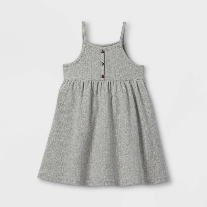 Toddler Girls' Rib Henley Tank Dress - Art Class Heather Gray