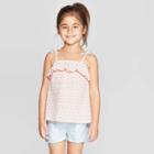 Oshkosh B'gosh Toddler Girls' Floral Flounce Tank Top - Coral 2t, Girl's, Pink