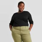 Women's Plus Size Long Sleeve Shirt - Ava & Viv Black