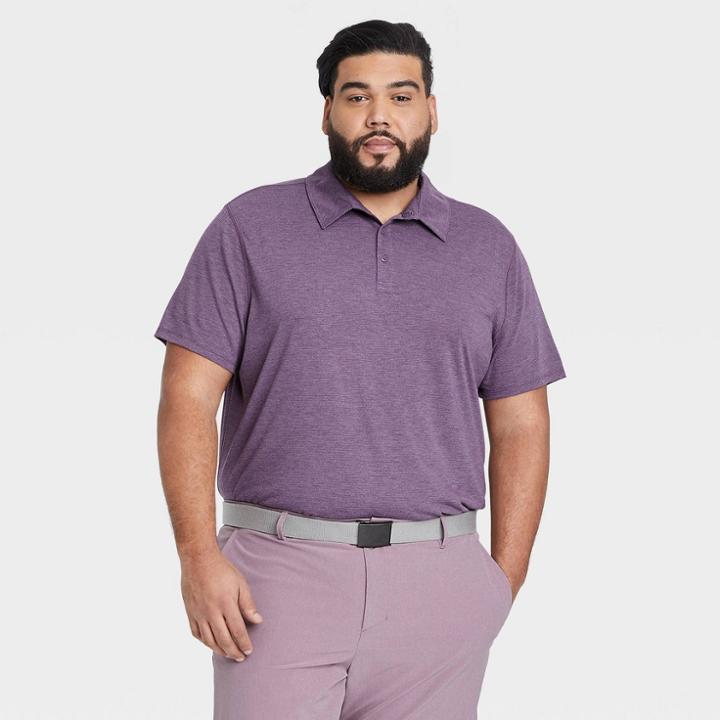 Men's Big & Tall Micro Striped Polo Shirt - All In Motion Grape Purple