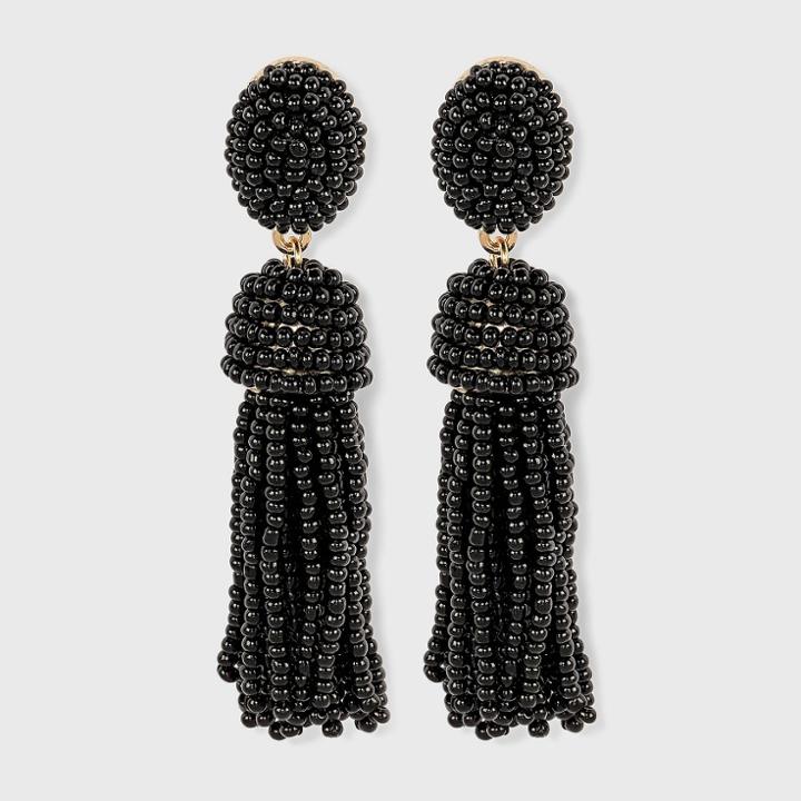 Sugarfix By Baublebar Polished Beaded Tassel Earrings - Black