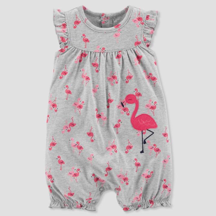 Baby Girls' 1pc Flamingo Romper - Just One You Made By Carter's Gray