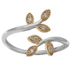Target Women's Clear Cubic Zirconia Vine Ring In Two Tone Sterling Silver - Gray/gold (size 7), Silver Clear Gold