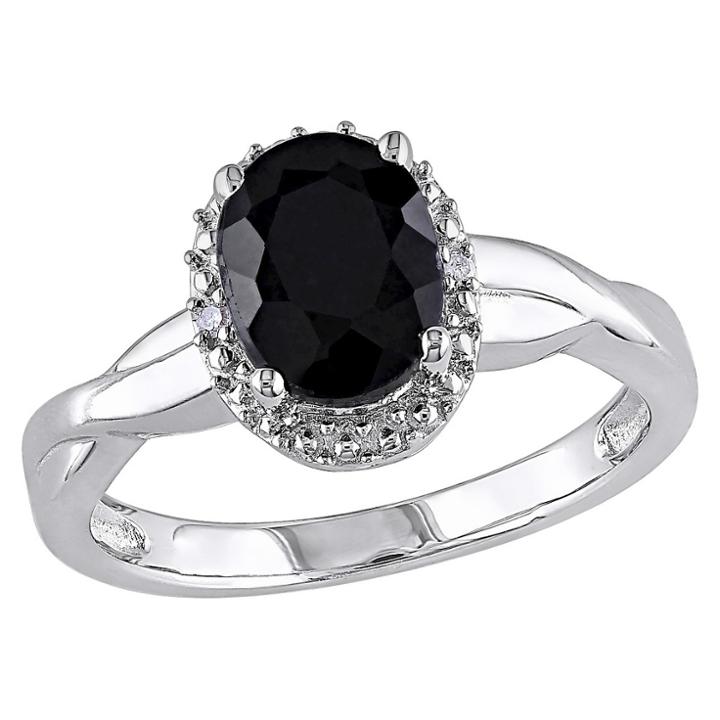 Target 1 3/5 Ct. T.w. Oval Black Sapphire And 0.01 Ct. T.w. Diamond Ring Silver - I3