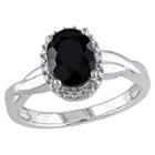 Target 1 3/5 Ct. T.w. Oval Black Sapphire And 0.01 Ct. T.w. Diamond Ring Silver - I3