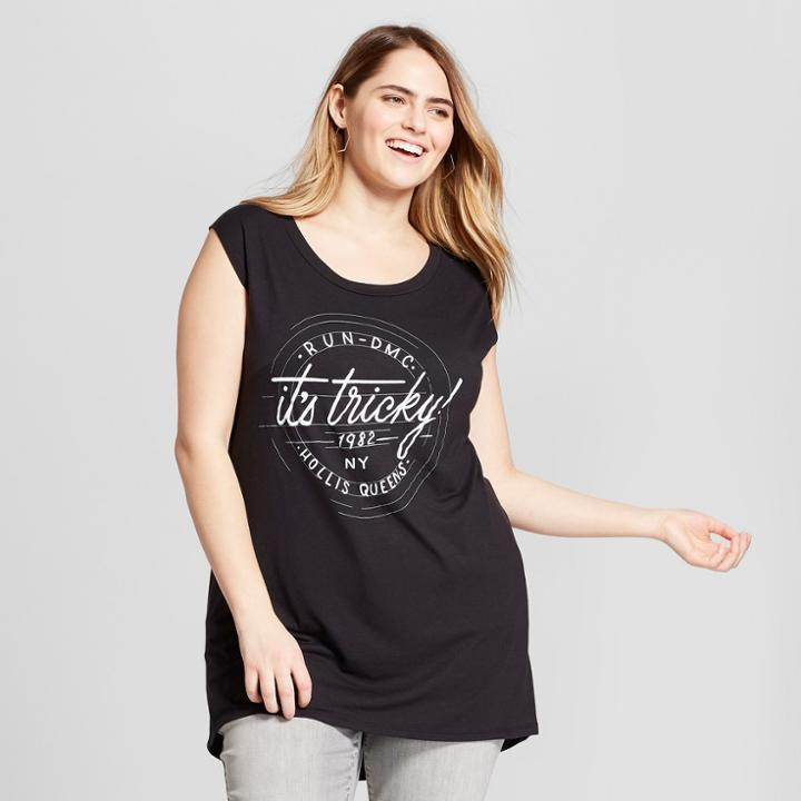 Bravado Women's Run Dmc Plus Size Silhouette Graphic Tank Top (juniors') Black