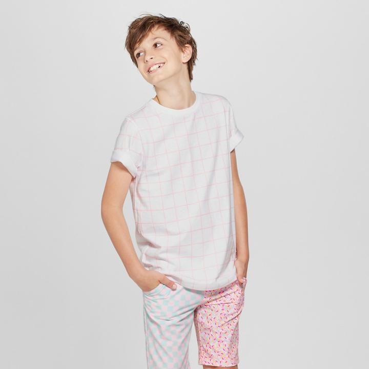 Boys' Graphic Checkboard Short Sleeve T-shirt - Art Class White