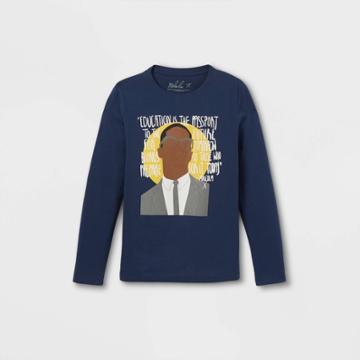 Black History Month Kids' Malcolm X Long Sleeve T-shirt - Blue