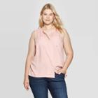 Women's Plus Size Crewneck Utility Blouse - Ava & Viv Pink