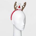 No Brand Dress Up Glitter Antlers Santa Hat Headbands - Red
