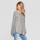 Women's Long Ruffle Sleeve Ribbed Sweatshirt - Knox Rose Gray