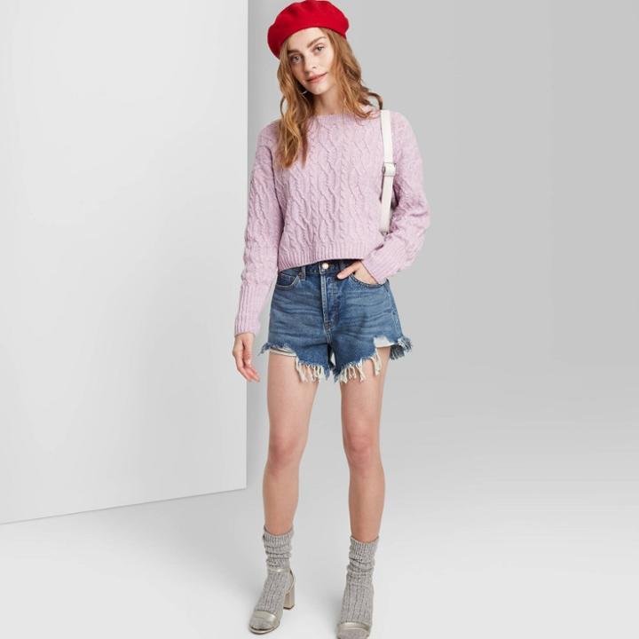 Women's High-rise Frayed Jean Shorts - Wild Fable Dark Wash 00, Women's, Blue