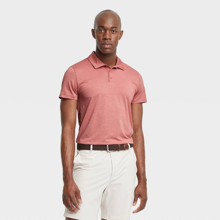 Men's Striped Polo Shirt - All In Motion Pink